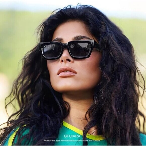 ⚡Men A-black/Yellow Fashion Trendy Square Shades Rectangle Designer SunGlasses - Picture 4 of 7